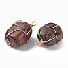 Natural Mahogany Obsidian Pendants G-N332-50-13-3