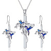 Cross with Bird Alloy Enamel Pendant Necklaces & Dangle Earrings Sets FS-WG79AEB-02-5