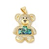 Rack Plating Brass Micro Pave Cubic Zirconia with Synthetic Opal Pendants KK-D088-37G-2