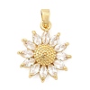 Brass Micro Pave Clear Cubic Zirconia Pendants KK-G542-04G-02-1