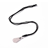 Natural Rose Quartz Hexagon Pendant Necklace with Nylon Cord NJEW-G094-A02-5