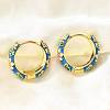 Flower Brass Enamel Hoop Earrings EJEW-R018-06G-2