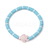3Pcs 3 Styles Flat Round Handmade Polymer Clay Heishi Beaded Stretch Bracelets BJEW-JB11715-3