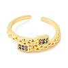 Colorful Cubic Zirconia Rectangle Open Cuff Rings RJEW-L106-008G-2