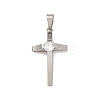 304 Stainless Steel Micro Pave Cubic Zirconia Charms STAS-P421-09P-1