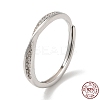 Rhodium Plated 925 Sterling Silver Micro Pave Clear Cubic Zirconia Adjustable Rings for Women RJEW-G302-01P-1