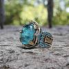 Oval Alloy with Glass Finger Rings FS-WG0E890-02-2