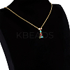 Golden Brass Micro Pave Cubic Zirconia Initial Pendants Necklaces NJEW-S069-JN002-I-2