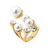 304 Stainless Steel & Cubic Zirconia & Plastic Cuff Rings for Women RJEW-M102-01G-2