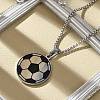 201 Stainless Steel Black Enamel Football Pendant Box Chain Necklaces NJEW-H055-05P-3