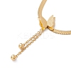 3D Butterfly with Chain Tassel Pendant Necklace with Herringbone Chains NJEW-G074-43G-1