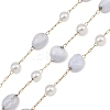 Natural Blue Lace Agate Nuggets & 316 Stainless Steel Handmade Link Chains CHS-K021-14G-16-1