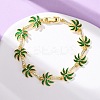 Ocean Theme Brass Cubic Zirconia with Enamel Link Bracelets for Women BJEW-F514-01C-G-1