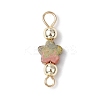 7Pcs 7 Styles Natural Picture Jaspe & Blue Spot Jasper & Dalmatian Jasper & Unakite & Green Strawberry Quartz & Red Jasper & Opalite Flower Connector Charms PALLOY-JF03787-3