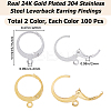 2 Colors 304 Stainless Steel Leverback Earring Findings STAS-SP0001-09B-2