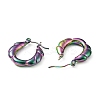 Ion Plating(IP) Rainbow Color 304 Stainless Steel Twist Rope Hoop Earrings for Women EJEW-G293-11M-2