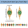28Pcs 14 Styles Mixed Gemstone Copper Wire Wrapped Connector Charms FIND-HY0003-94-2