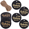 100Pcs Flat Round Gold Word Happy Birthday Dear Sweet Hanging Tags DIY-SP0003-87B-1