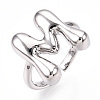 Initials Brass Open Cuff Ring for Women RJEW-N046-02M-P-1
