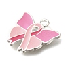 Breast Cancer Pink Awareness Ribbon Theme Alloy Enamel Pendants LS-ENAM-C026-01I-S-2