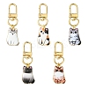 Cat Alloy Enamel Pendant Decorations HJEW-FZ00012-1