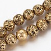 Electroplated Natural Lava Rock Beads Strands G-P400-04AB-1