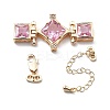 Brass & Cubic Zirconia & Glass Watch Band Clasps KK-G523-03G-02-1