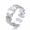 Non-Tarnish 304 Stainless Steel Oval Wrap Open Cuff Ring RJEW-T023-14P-3