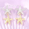 Brass Micro Pave Cubic Zirconia Dangle Stud Earrings EJEW-G471-29C-GP-1
