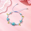 2Pcs 2 Colors Ocean Theme Synthetic Turquoise & Glass Seed Beaded Bracelets BJEW-MZ00305-3