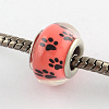 Large Hole Dog Paw Prints Pattern Resin European Beads OPDL-Q129-227A-2