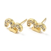 Rack Plating Brass Aries Stud Earrings with Cubic Zirconia EJEW-D061-40G-1
