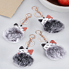 4Pcs 2 Colors Imitation Rabbit Fur Furry Pom-Pom Keychains AJEW-LP0012-15A-1