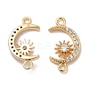 Brass Micro Pave Clear Cubic Zirconia Connector Charms KK-B074-12G-1