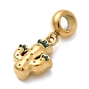 304 Stainless Steel Green Enamel European Dangle Charms STAS-D153-15G-2
