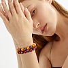 Natural Red Agate Round Beaded Stretch Bracelet BJEW-SW00077-08-3