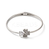 Rack Plating Brass Pave Clear Cubic Zirconia Clover & Heart Hinged Bangles BJEW-H616-01P-2