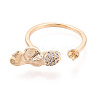 Fish Brass Micro Pave Clear Cubic Zirconia Cuff Ring Settings KK-T076-52G-2