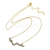 Brass Pave Black Cubic Zirconia Snake Pendant Necklaces NJEW-D320-02ASG-4