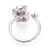 Bear Brass Micro Pave Clear Cubic Zirconia Cuff Ring Settings KK-T076-32P-3