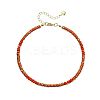 Bohemian Style Dyed Red Synthetic Turquoise & Brass Rondelle Disc Heishi Beaded Anklets FS-WG8FF45-10-1