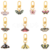 10Pcs 10 Styles Alloy Enamel Butterfly with Flower Pendant Decorations HJEW-YW00152-1