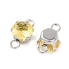 304 Stainless Steel Micro Pave Cubic Zirconia Connector Charms STAS-H240-50P-08-2