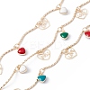Handmade Brass Enamel Heart & Word Love Charms Chain CHC-E025-38G-1