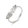 Non-Tarnish 304 Stainless Steel Hollow Wings Adjustable Ring for Women RJEW-L107-033P-1