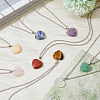 8Pcs 8 Styles Natural Mixed Gemstone Heart Pendant Necklace with Alloy Chains NJEW-FI0001-45-5