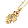Brass Micro Pave Cubic Clear Zirconia Pendants Necklaces NJEW-K269-01A-G-1
