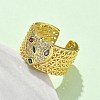 Brass Micro Pave Cubic Zirconia Adjustable Cuff Rings RJEW-V009-06G-3