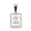 304 Stainless Steel Pave Natural White Shell Pendants STAS-S130-03P-Z-1