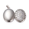 304 Stainless Steel Rhinestone Locket Pendants STAS-K197-10P-4